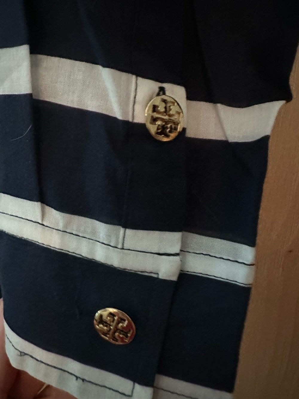 Tory Burch Brigitte Nautical Stripe Cotton Voile Cover Up Tunic NWT Small - Picture 7 of 10